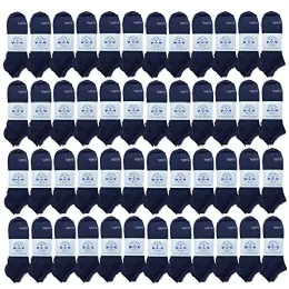 48 Wholesale Yacht & Smith Kids Light Weight No Show Breathable Ankle Socks Solid Navy