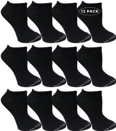 12 Pairs Yacht & Smith Women's Cotton Black No Show Ankle Socks - Womens Ankle Sock