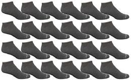 24 Pairs Yacht & Smith Women's Dark Gray No Show Ankle Socks Size 9-11 - Womens Ankle Sock