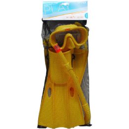 6 Pieces 14.5" Snorkel, 6.5" Mask, & 13.5" Swim Fins In Net Bag, 8+ - Summer Toys