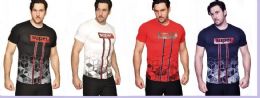 24 Wholesale Mens Fashion High Treated Cotton Spandex Graphic Super T Shirt