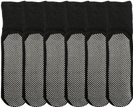 6 of Yacht & Smith Women's Loose Fit Gripper Bottom NoN-Slip Slipper Black Grippy Hospital Sock, Size 9-11