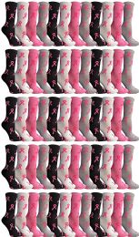 60 Wholesale Yacht & Smith Women's Assorted Colored Breast Cancer Awareness Crew Socks Size 9-11