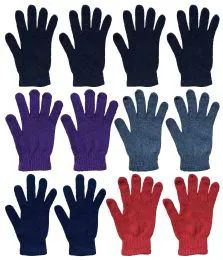 12 Bulk Yacht&smith 12 Pairs Winter Gloves, Assorted Solid Colors, Warm Acrylic Womens Gloves