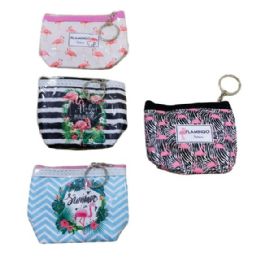 36 Pieces Zippered Change Purse Flamingo - Wallets & Handbags