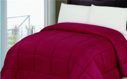 6 Wholesale 1 Piece Queen Embossed Stripe Reversible Comforter In Burgandy