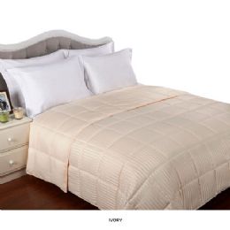 6 Wholesale 1 Piece Queen Embossed Satin Stripe Reversible Comforter In Ivory