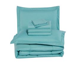 3 Wholesale 8 Piece Embossed Stripe Bed In A Bag Queen Size In Teal