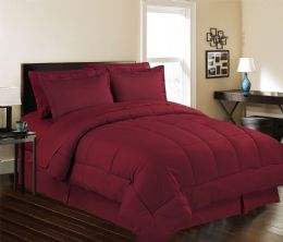 3 Wholesale 8 Piece Embossed Stripe Bed In A Bag Queen Size In Burgandy
