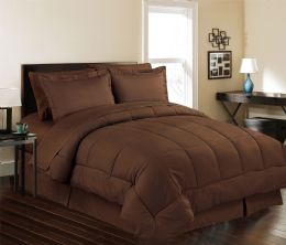 3 Wholesale 8 Piece Embossed Stripe Bed In A Bag Queen Size In Chocolate