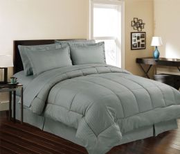 3 of 8 Piece Embossed Stripe Bed In A Bag Queen Size In Grey
