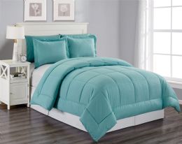 3 of 8 Piece Embossed Stripe Bed In A Bag Queen Size In Turquoise