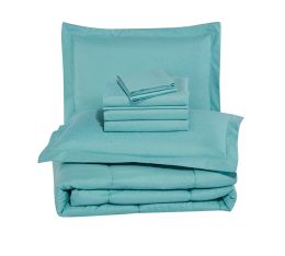 3 of 8 Piece Embossed Stripe Bed In A Bag King Size In Teal