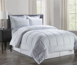 3 Sets 8 Piece Embossed Vine Bed In A Bag Queen In White - Comforters & Bed Sets