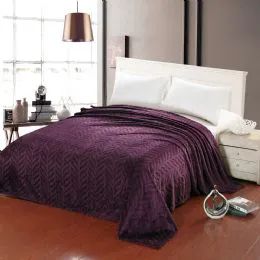 10 Wholesale Leaf Etched Blanket Queen Size In Purple