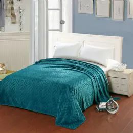 10 Wholesale Leaf Etched Blanket Queen Size In Teal