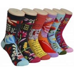 360 Wholesale Ladies Colorful Printed Crew Socks Size 9-11