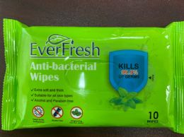 144 Bulk Everfresh 10 Pack AntI-Bacterial Wipes, Kills 99% Of Germs