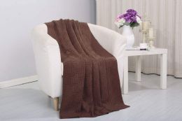 12 Pieces Pietra Acrylic 50 X 60 Throw Chocolate - Fleece & Sherpa Blankets