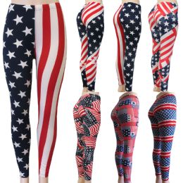 48 Pieces Women Usa Flag Leggings Red White And Blue - Womens Leggings