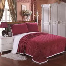 4 Wholesale Luxurious Soft Mermaid Sherpa Blanket In Queen Size Burgandy Color
