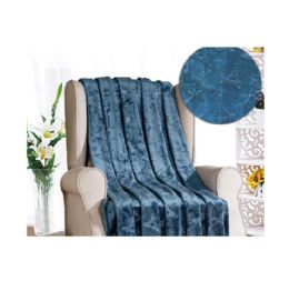 12 Pieces Eiffel Tower French Collection Throw In Oxford Blue - Fleece & Sherpa Blankets
