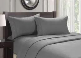 12 Wholesale Cozy Home Embroidery Sheets Queen Size In Grey