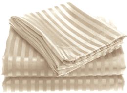 12 Wholesale 1800 Series Ultra Soft 4 Piece Embossed Stripe Bed Sheet Size Full In Ivory