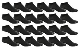 24 Bulk Yacht & Smith Men's Light Weight Breathable No Show Loafer Ankle Socks Solid Black