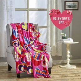 24 Pieces Valentina 50 X 60 Valentine Throw - Micro Plush Blankets