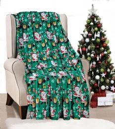24 Pieces Holiday Christmas Throw Blanket Soft And Plush 50x60 Santa - Micro Plush Blankets