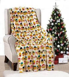 24 Pieces Holiday Christmas Smiles Throw Blanket Soft And Plush 50x60 Santa - Micro Plush Blankets