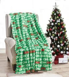 24 Pieces Ho Ho Ho Holiday Throw Design Micro Plush Throw Blanket 50x60 Multicolor - Micro Plush Blankets
