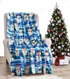24 Pieces White Snowman Holiday Throw Design Micro Plush Throw Blanket 50x60 Multicolor - Micro Plush Blankets