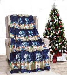 24 Pieces Night Snowman Holiday Throw Design Micro Plush Throw Blanket 50x60 Multicolor - Micro Plush Blankets