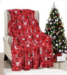 24 Pieces Red Santa Holiday Throw Design Micro Plush Throw Blanket 50x60 Multicolor - Micro Plush Blankets