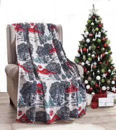 24 Pieces Winter Barn Holiday Throw Design Micro Plush Throw Blanket 50x60 Multicolor - Micro Plush Blankets