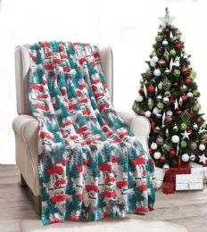 24 Wholesale Pickup Truck Holiday Throw Design Micro Plush Throw Blanket 50x60 Multicolor