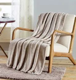 12 Wholesale Sabina Embossed Geometric Pattern Soft Flannel Throw Blanket 50x60 In Ivory