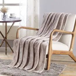 12 Pieces Santorini Embossed Geometric Pattern Comfort And Soft Throw Blanket In Ivory - Micro Plush Blankets
