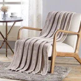 12 Pieces Cedar Embossed Geometric Pattern Soft And Cozy Throw Blanket In Ivory - Micro Plush Blankets