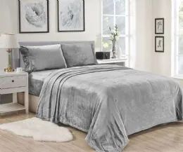 12 Wholesale Lavana Soft Brushed Microplush Bed Sheet Set Twin Size In Grey