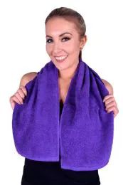 6 Wholesale Towel Purple Terry Cotton Gym And Fitness Towel 6 Pack