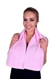 6 Wholesale Towel Light Pink Terry Cotton Gym And Fitness Towel 6 Pack