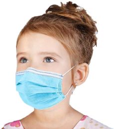 50 Wholesale Disposable Kids 3ply Solid Blue Face Mask For Health Protection