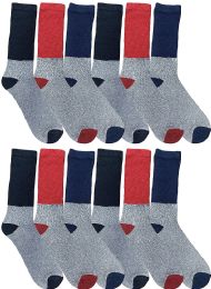 Yacht & Smith Men's Cotton Diabetic Assorted Colors Thermal Crew Socks Size 13-16