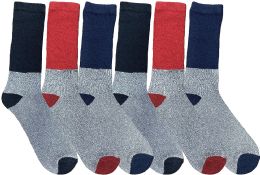 Yacht & Smith Men's Cotton Diabetic Assorted Colors Thermal Crew Socks Size 13-16