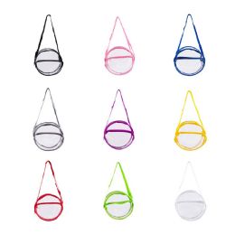 24 Wholesale 10" Pvc Clear Bag With Velcro Pouch In Assorted Colors