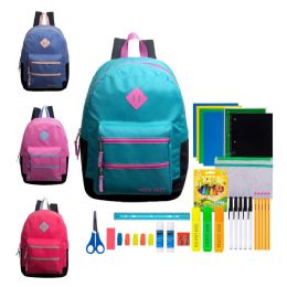 12 Wholesale 17" Backpacks With 43 Piece School Supply Kits Assorted Girls Colors