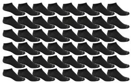 48 Bulk Yacht & Smith Men's Light Weight Breathable No Show Loafer Ankle Socks Solid Black
